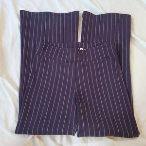 Betabrand Classic Navy Pinstripe Flare Yoga Dress Pant - Size Medium